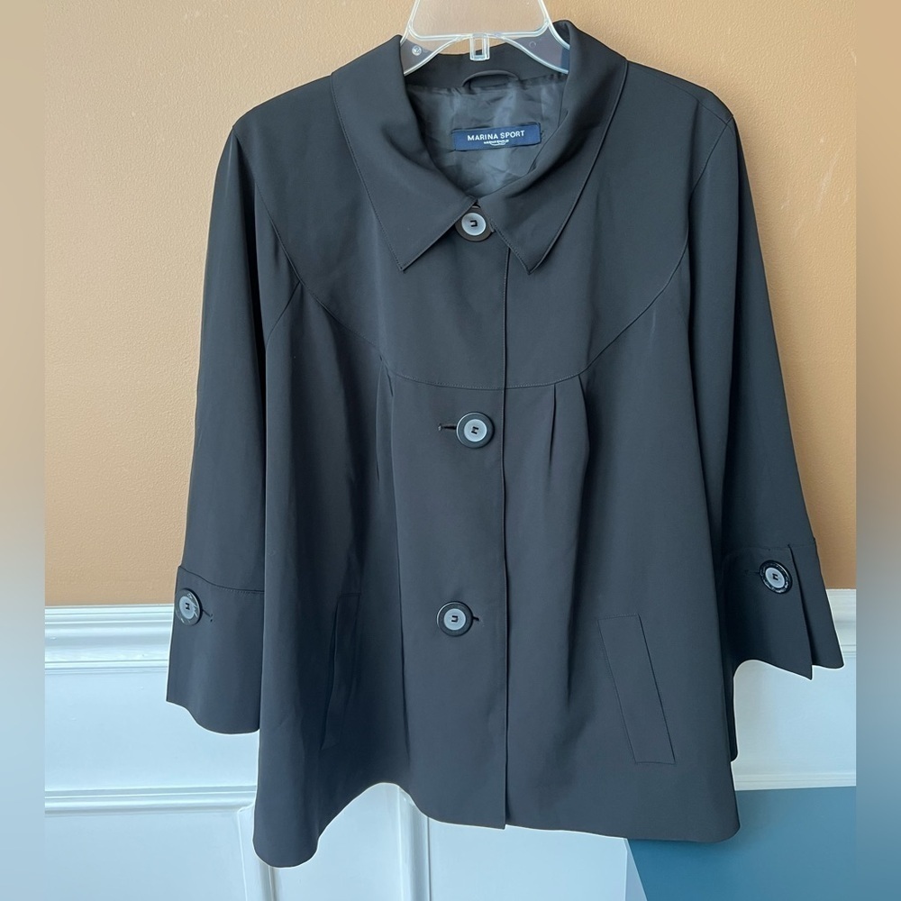 Marina Rinaldi Black Trench Coat Vintage Quiet Luxury